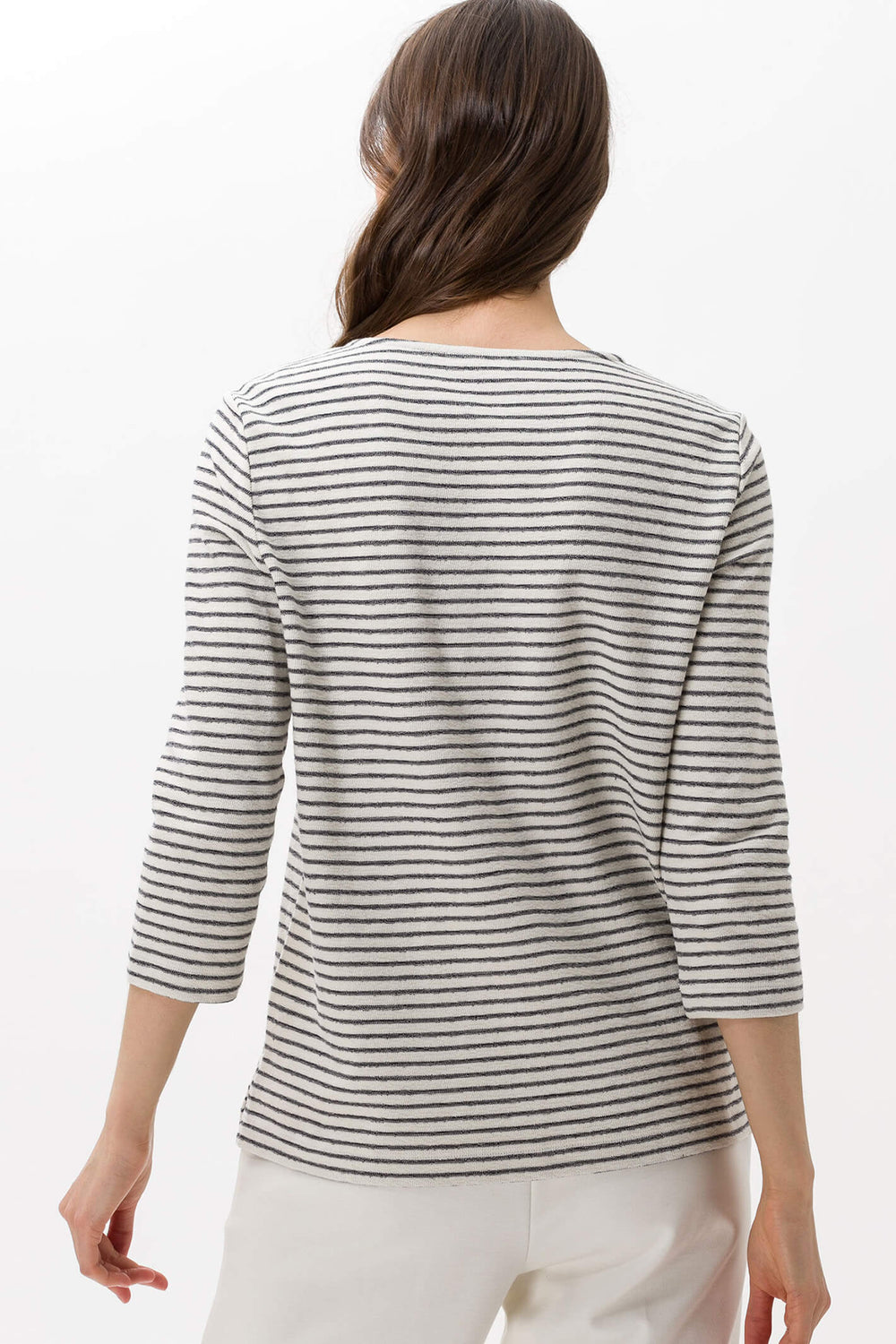 Brax Bonnie 35-3804/20 Marine Blue Striped Long Sleeve Top - Shirley Allum Boutique