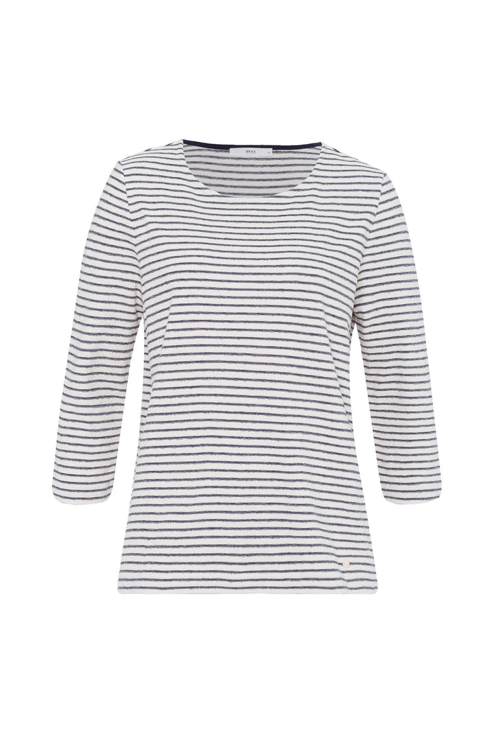 Brax Bonnie 35-3804/20 Marine Blue Striped Long Sleeve Top - Shirley Allum Boutique