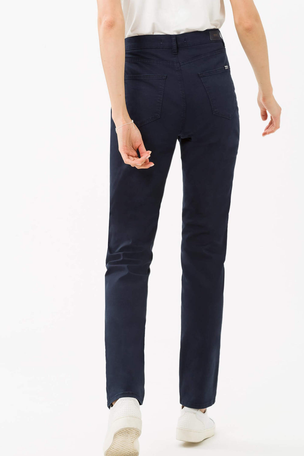 Brax Carola 70-1520 21 Cotton Satin Perma Blue Navy Jean - Shirley Allum Boutique