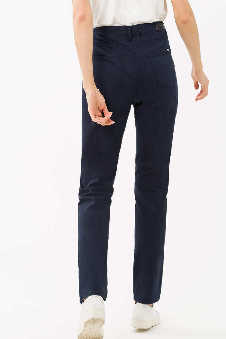 Brax Carola 70-1520 21 Cotton Satin Perma Blue Navy Jean - Shirley Allum Boutique