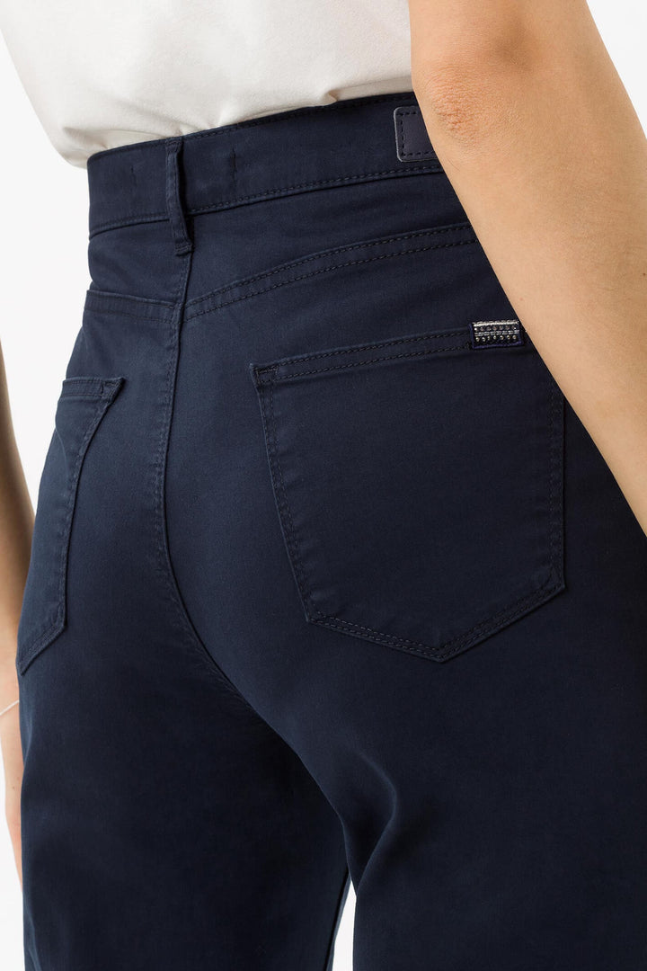 Brax Carola 70-1520 21 Cotton Satin Perma Blue Navy Jean - Shirley Allum Boutique