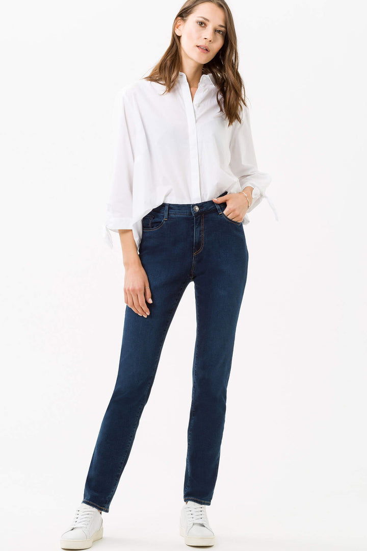 Brax Carola 70-4000/25 Slightly Used Blue Denim Straight Fit Jean - Shirley Allum Boutique