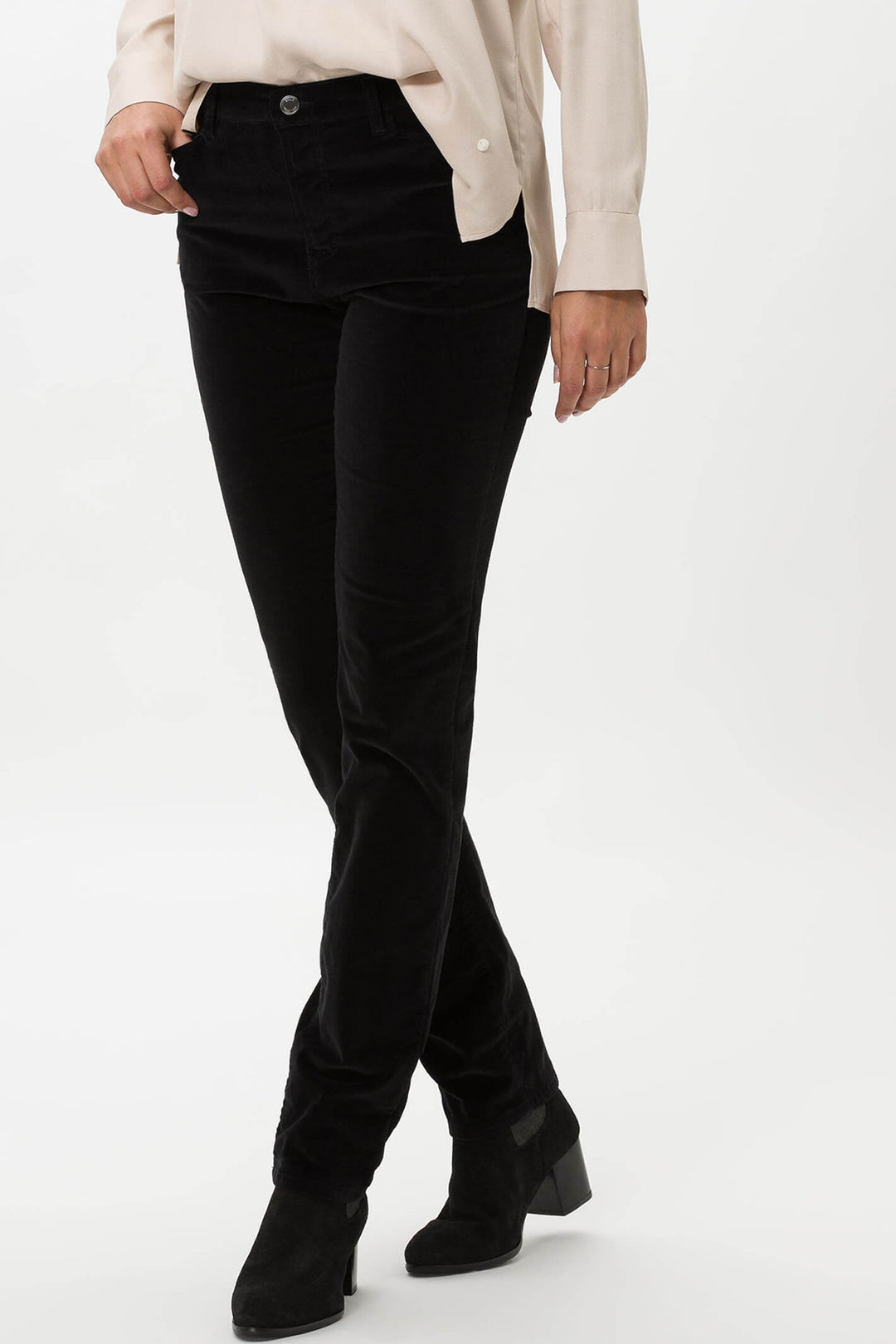 Brax Carola 75-1037 02 Black Velvet Motion Jeans - Shirley Allum Boutique