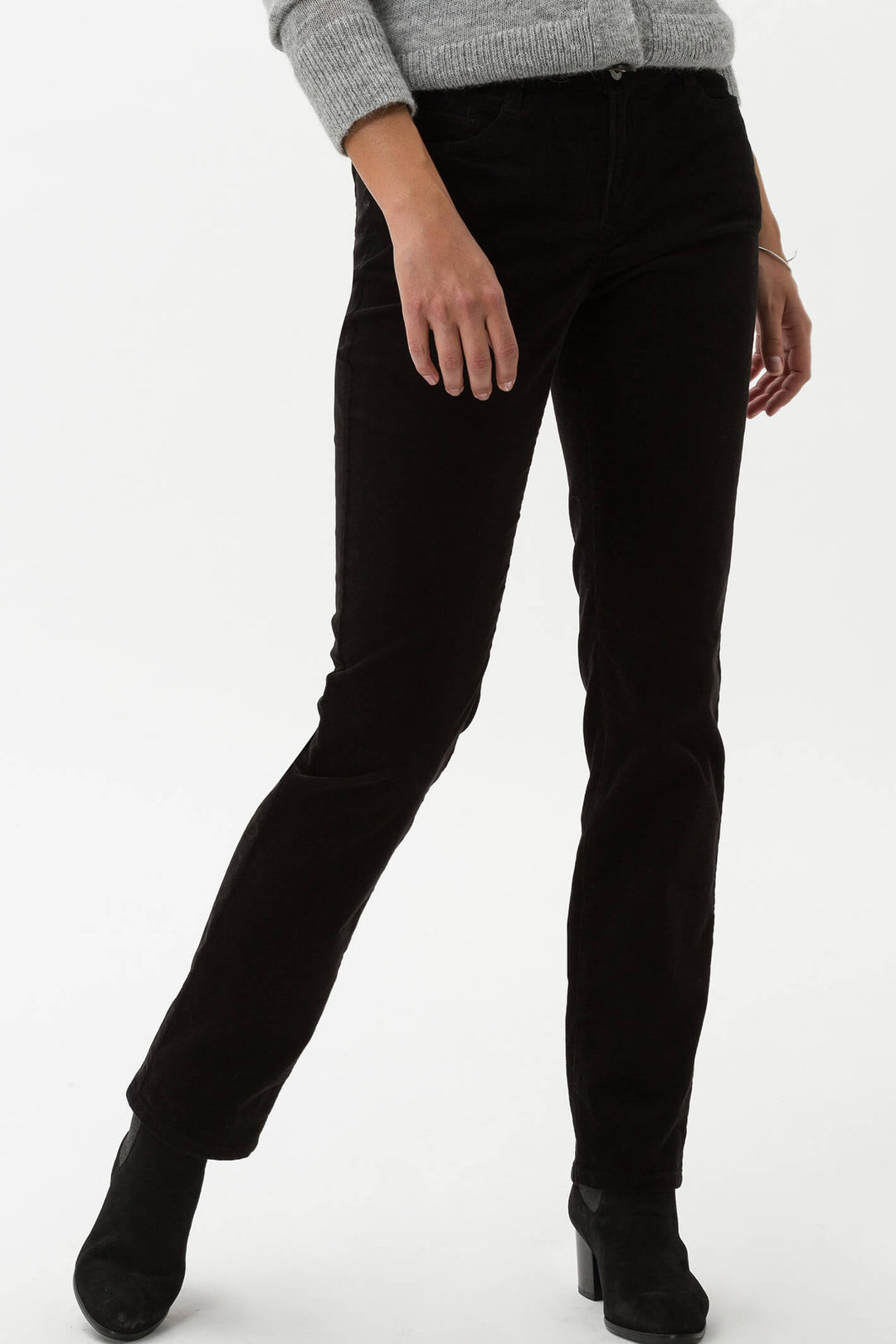 Brax Carola 75-1737 02 Cosy Corduroy Black Trouser - Shirley Allum Boutique