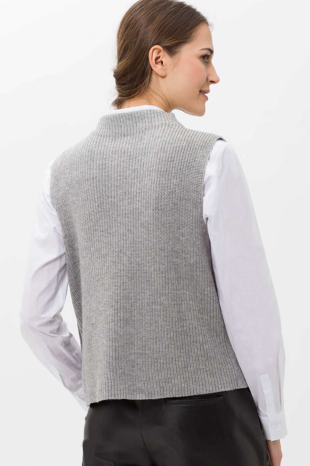 Brax Emilia 35-9059 07 Grey Turtleneck Sleeveless Jumper - Shirley Allum Boutique