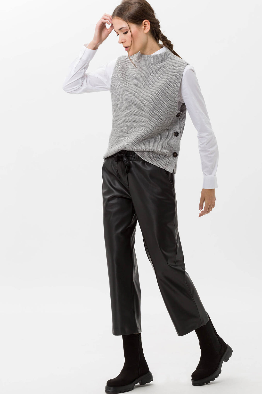 Brax Emilia 35-9059 07 Grey Turtleneck Sleeveless Jumper - Shirley Allum Boutique