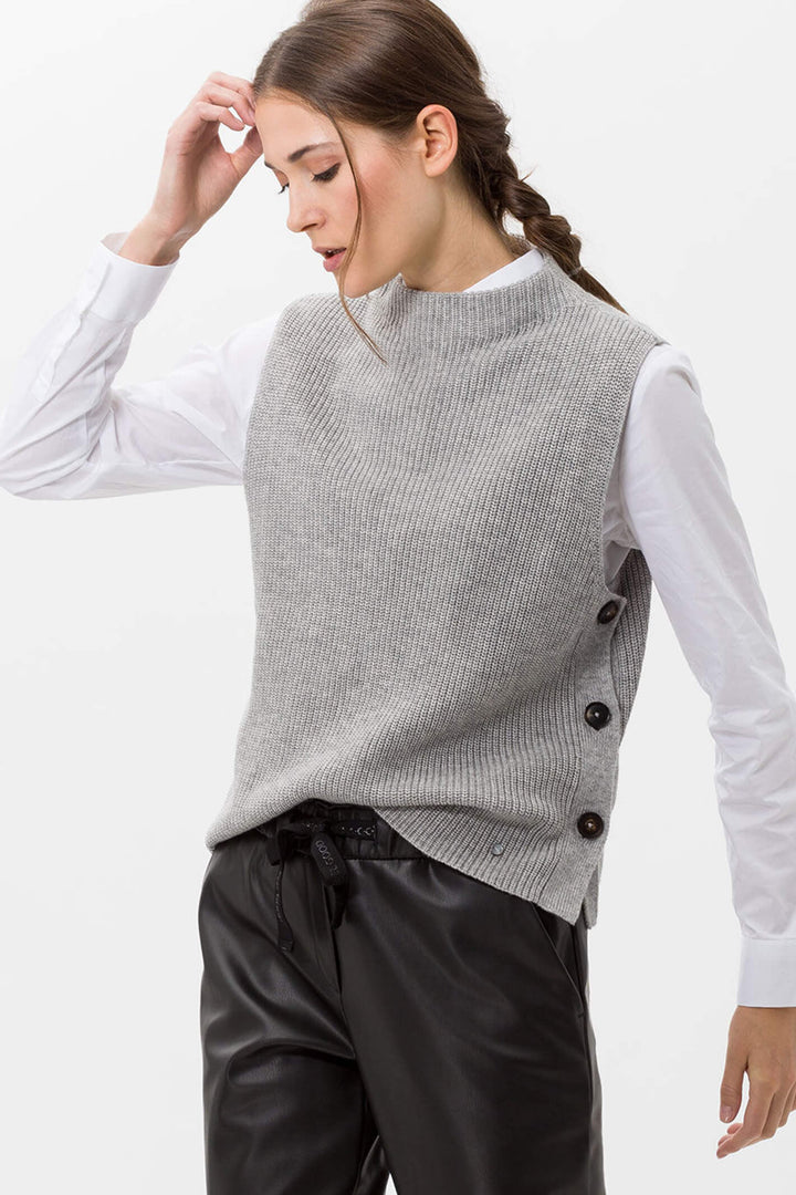 Brax Emilia 35-9059 07 Grey Turtleneck Sleeveless Jumper - Shirley Allum Boutique