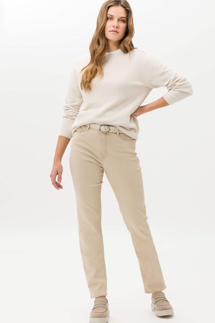 Brax 72-4058 56 Mary Sand Beige Slim Fit Straight Cut Five Pocket Jeans - Shirley Allum Boutique