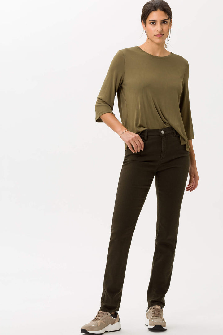 Brax Mary 75-4007/32 Dark Olive Green Slim Fit Jean - Shirley Allum Boutique