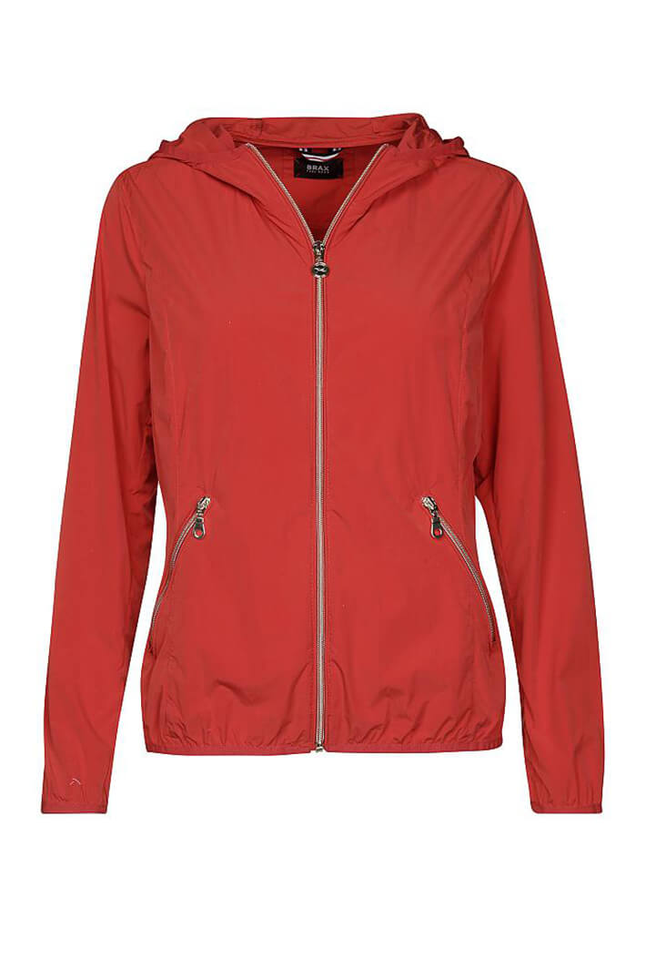Brax Rivoli 96-6408 40 Red Jacket With Hood - Shirley Allum Boutique