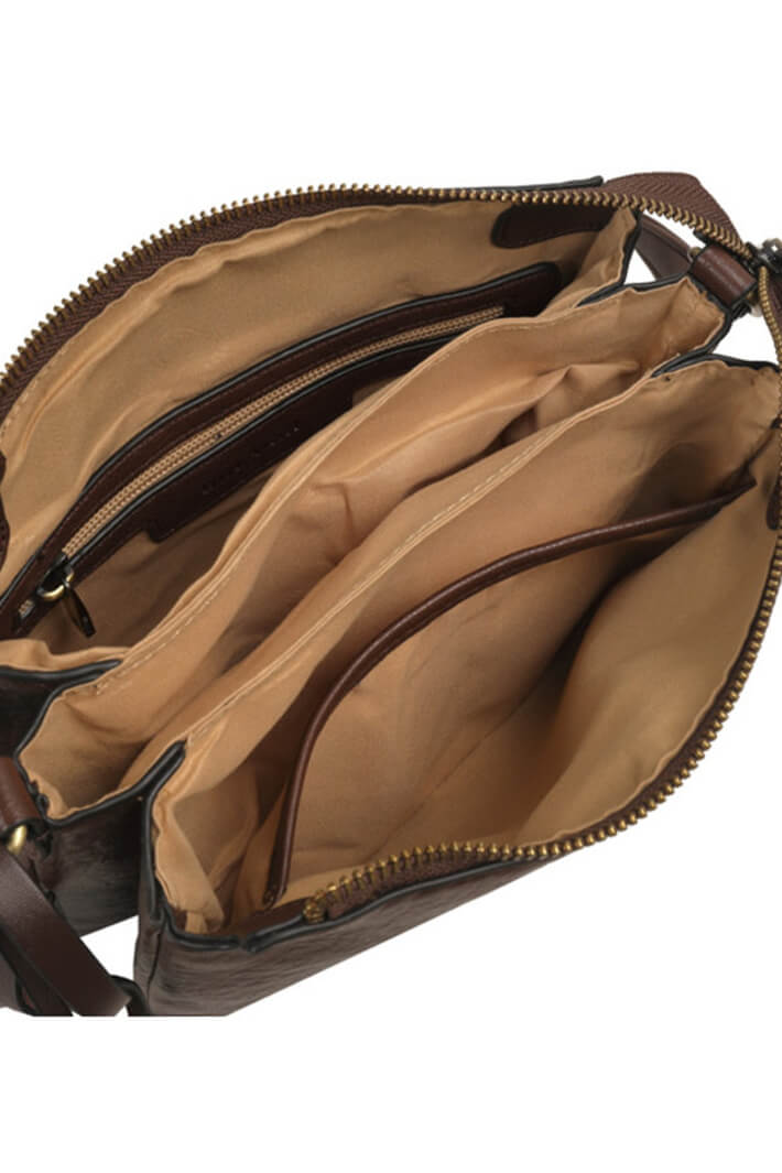 Bulaggi 31227.23 Dark Brown Cracky Crossover Handbag - Shirley Allum Boutique