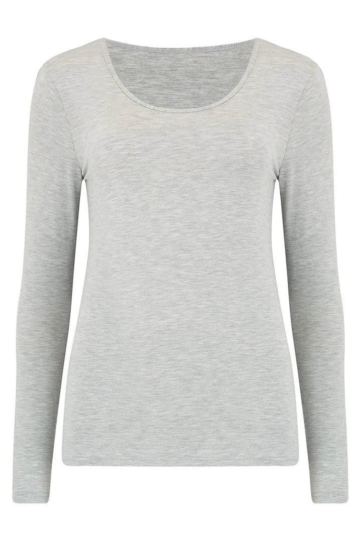 Charnos 158236 Second Skin Grey Long Sleeve Thermal Top - Shirley Allum Boutique