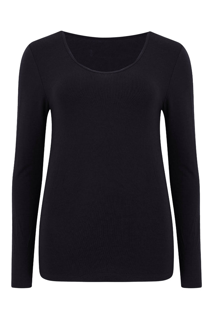 Charnos 1582360 Second Skin Black Long Sleeve Thermal Top - Shirley Allum Boutique