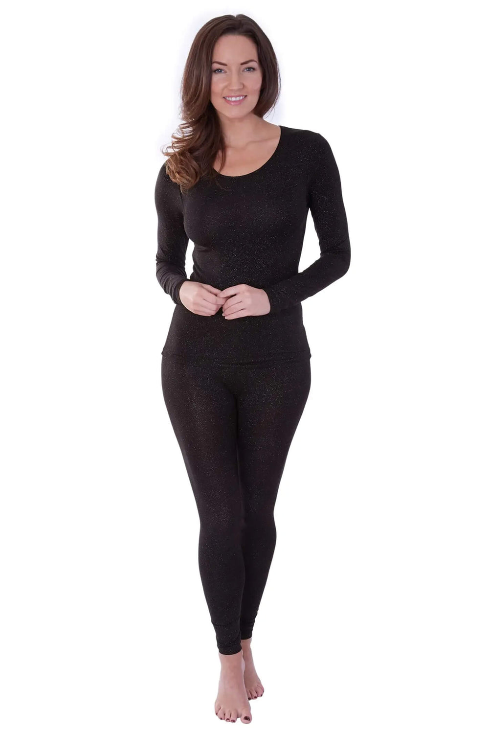 Charnos 158240 Second Skin Thermal Leggings Black Silver - Shirley Allum