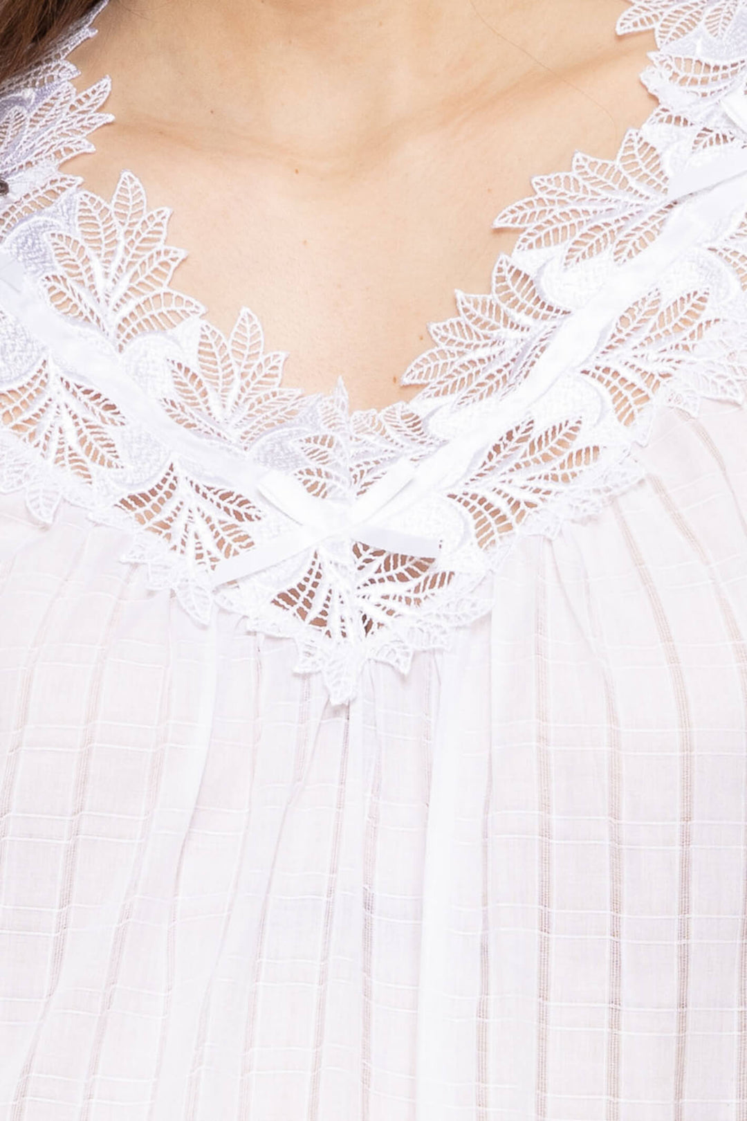 Cottonreal Bett White Cotton Voile Sleeveless Nightdress - Shirley Allum Boutique