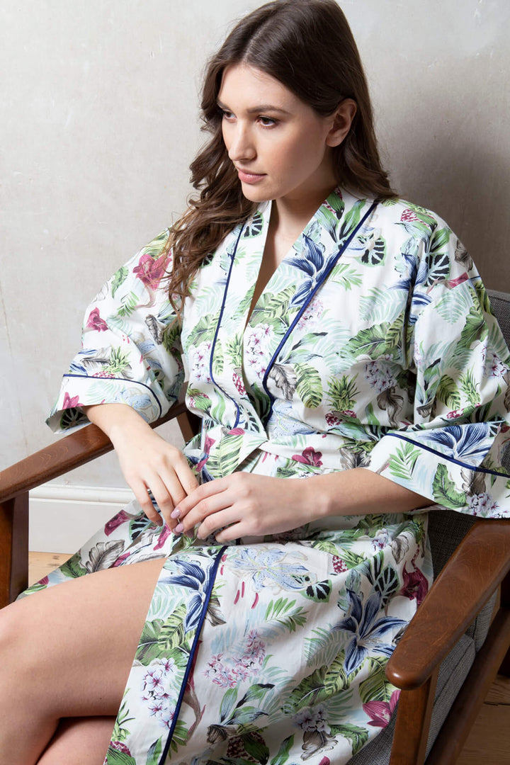 Cottonreal Bonn Lilly Fern 100% Cotton Poplin Kimono Wrap - Shirley Allum Boutique