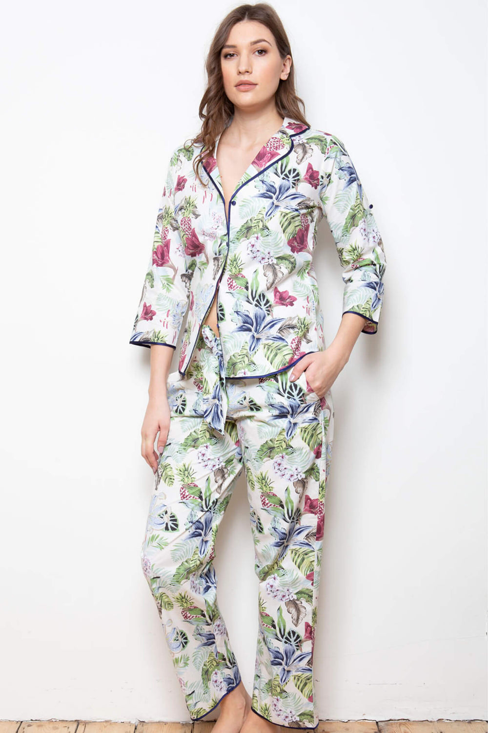 Cottonreal Bonn Lilly Fern 100% Cotton Poplin Pyjamas - Shirley Allum Boutique