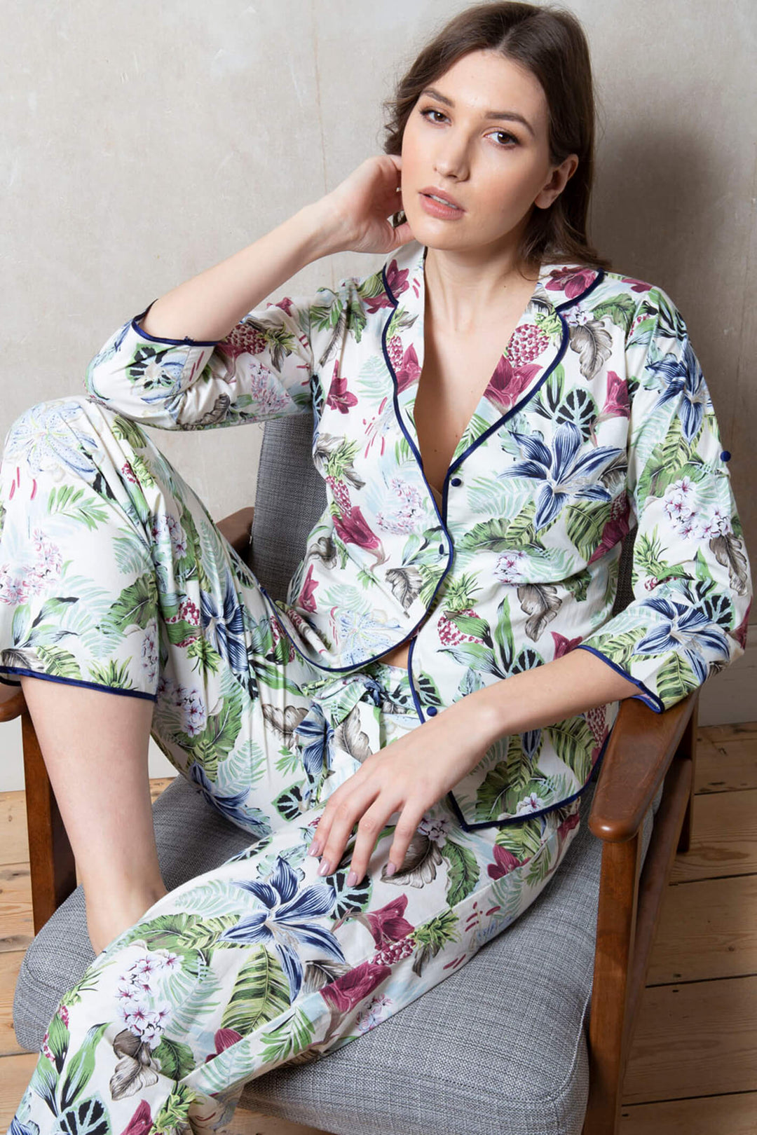 Cottonreal Bonn Lilly Fern 100% Cotton Poplin Pyjamas - Shirley Allum Boutique