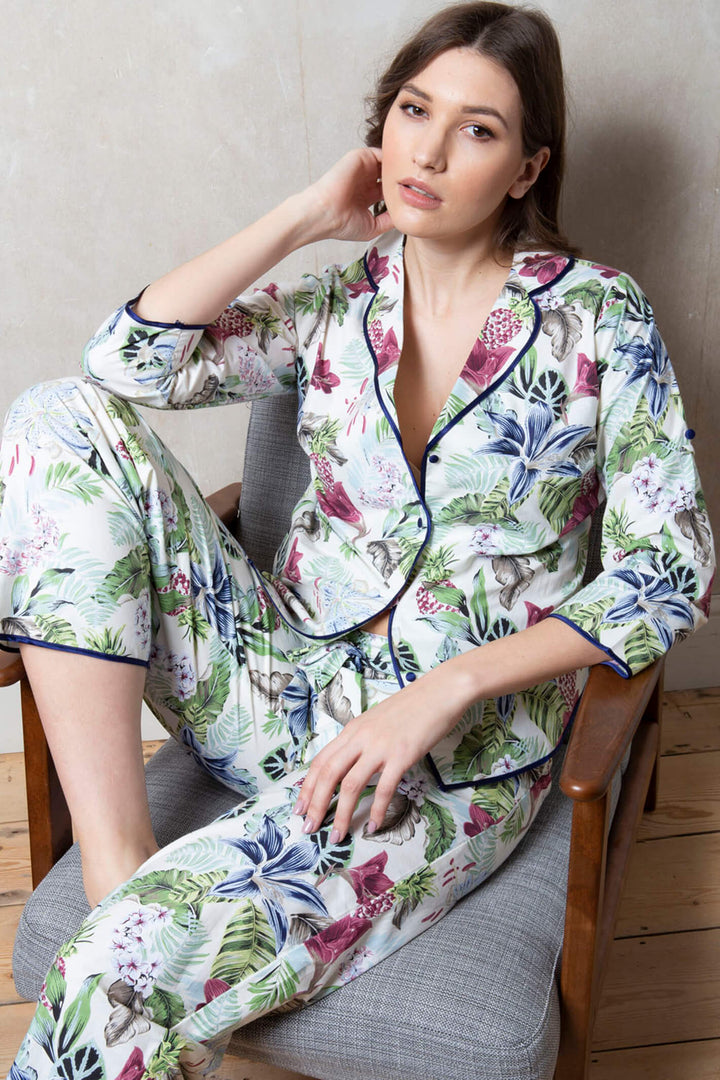 Cottonreal Bonn Lilly Fern 100% Cotton Poplin Pyjamas - Shirley Allum Boutique