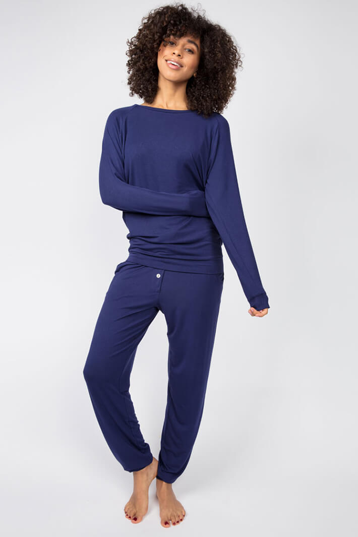 Cyberjammies 4871 Navy Ellie Jersey Slouch Pyjama Top - Shirley Allum Boutique