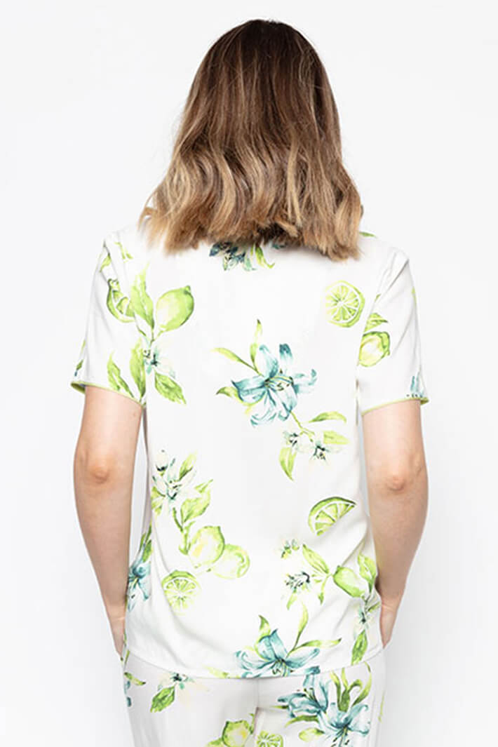 Cyberjammies 9148 Gina Lime Print Pyjama Top - Shirley Allum Boutique