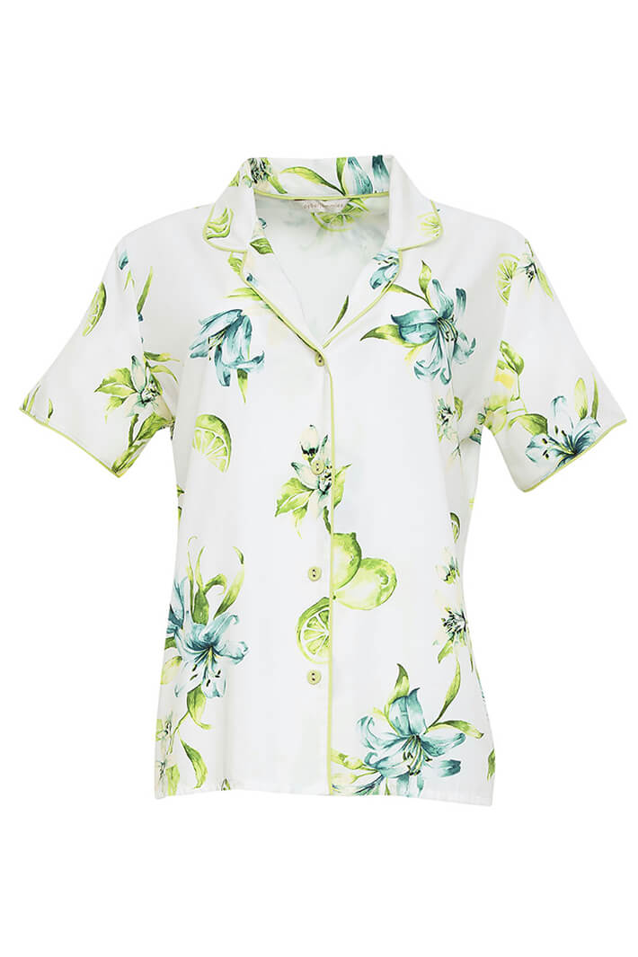 Cyberjammies 9148 Gina Lime Print Pyjama Top - Shirley Allum Boutique
