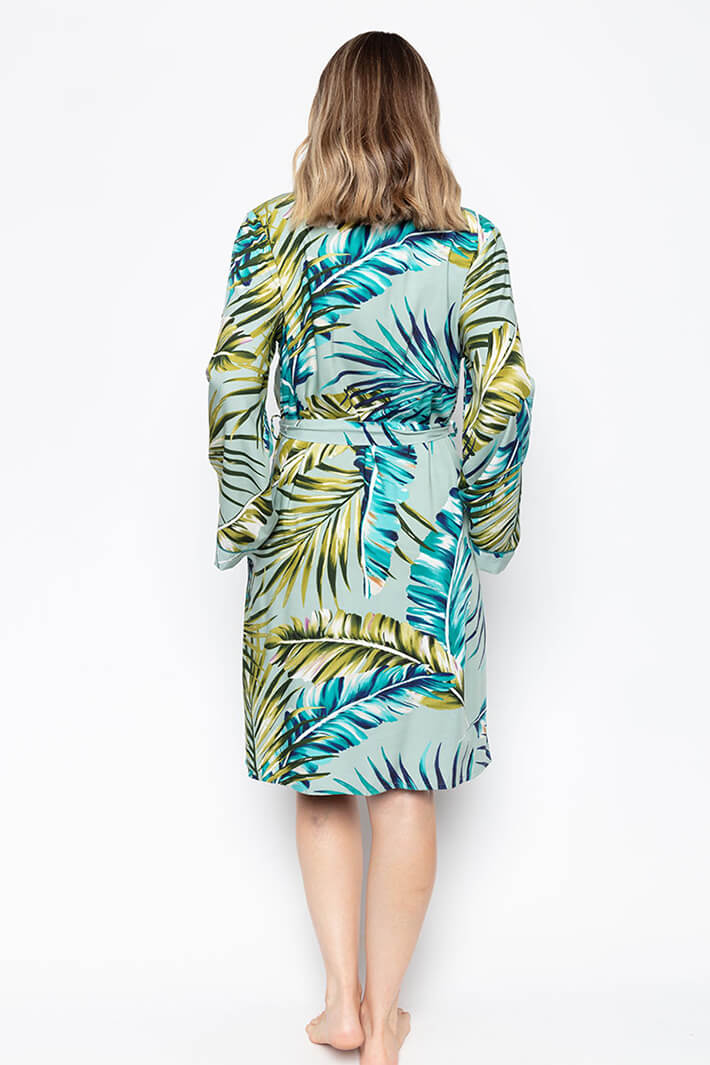 Cyberjammies 9165 Eleanor Palm Leaf Print Short Dressing Gown - Shirley Allum Boutique
