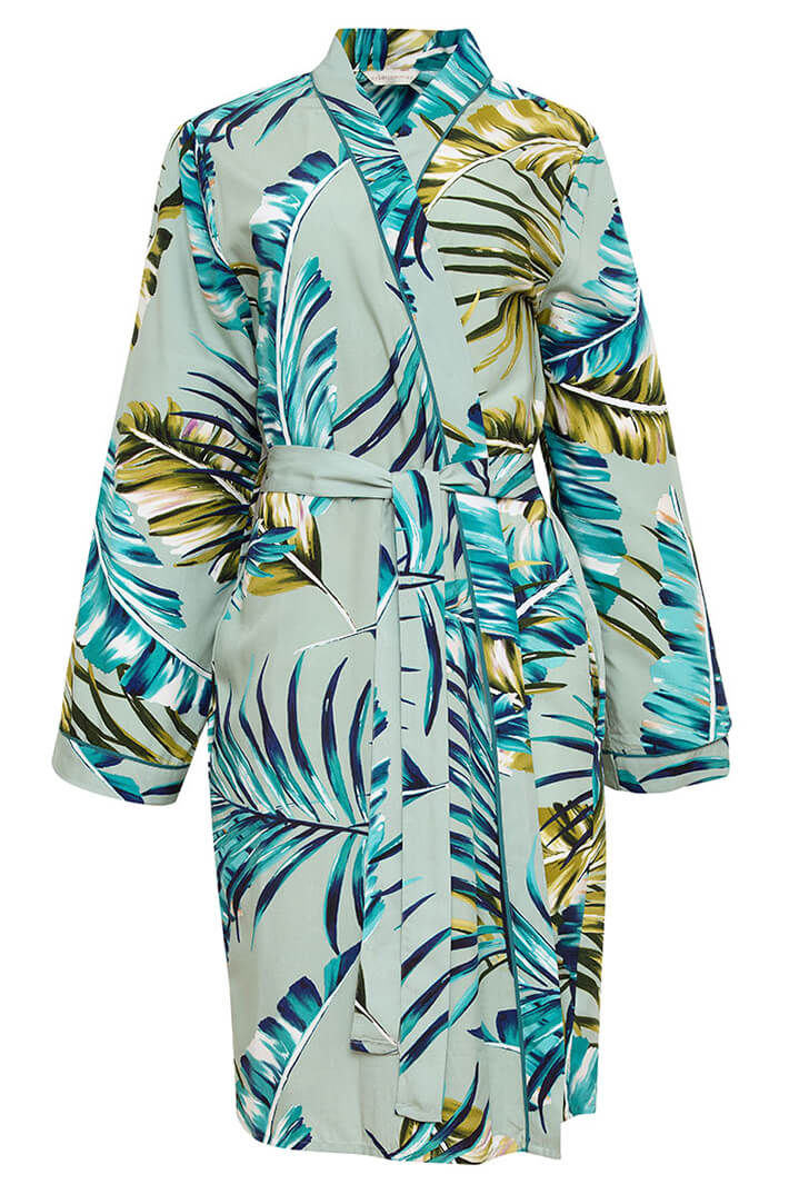 Cyberjammies 9165 Eleanor Palm Leaf Print Short Dressing Gown - Shirley Allum Boutique