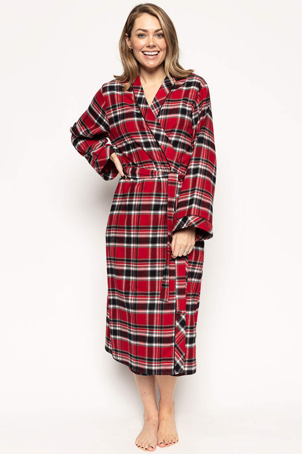 Cyberjammies 9446 Windsor Red Check Long Dressing Gown - Shirley Allum Boutique