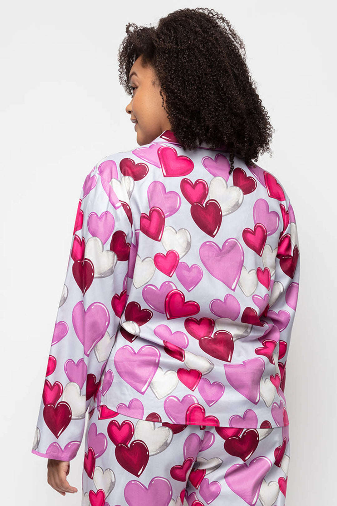 Cyberjammies 9558 Viola Heart Print Long Sleeve Grey Pyjama Top - Shirley Allum Boutique