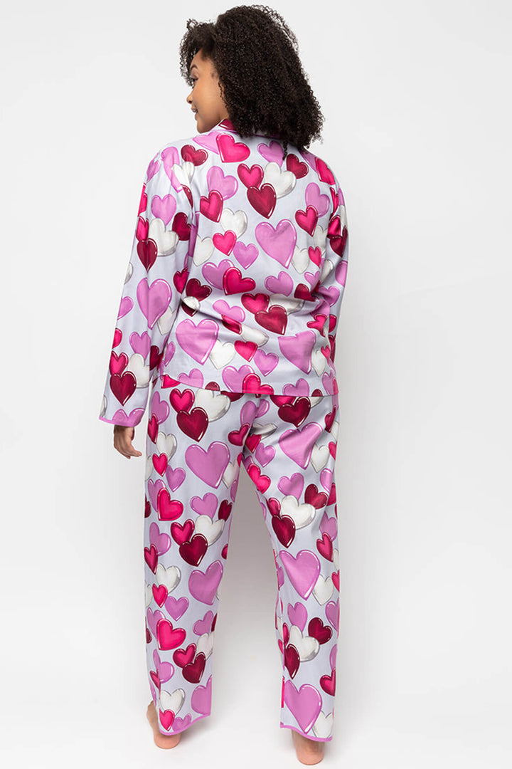 Cyberjammies 9558 Viola Heart Print Long Sleeve Grey Pyjama Top - Shirley Allum Boutique
