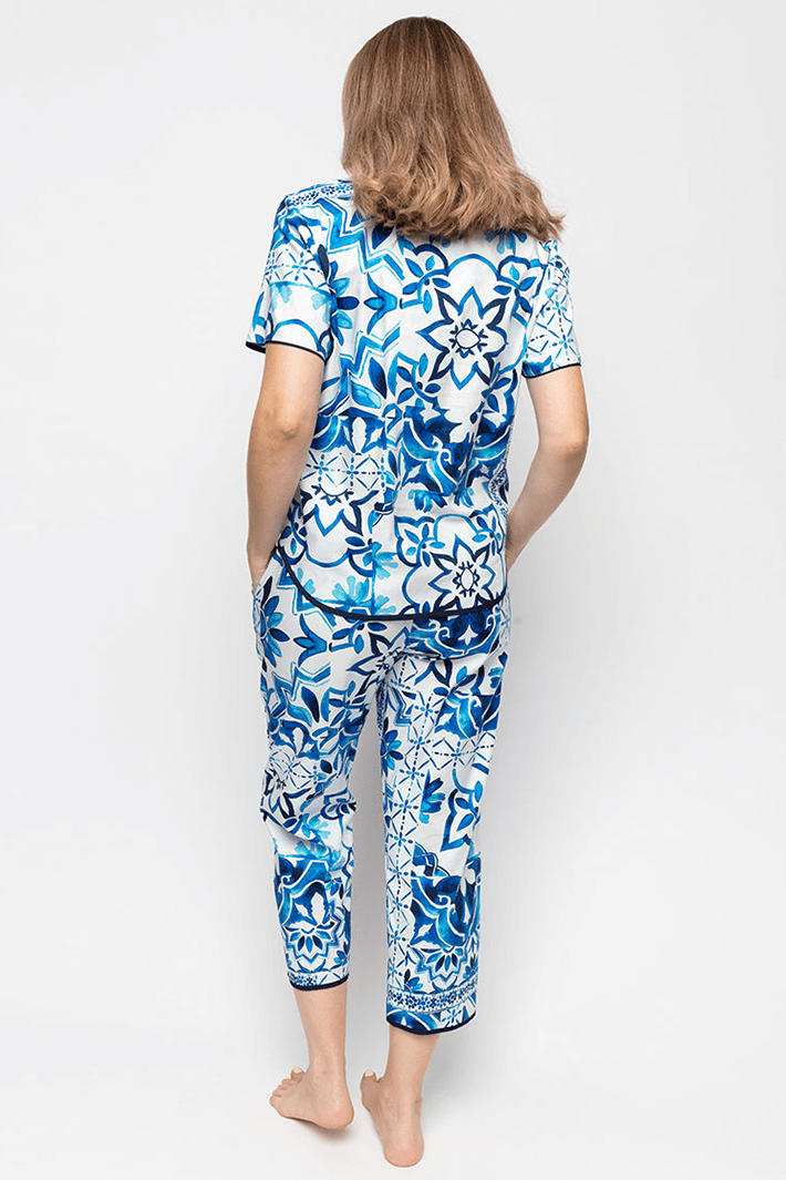 Cyberjammies 9603 Marie Tile Print Short Sleeve Pyjama Top - Shirley Allum Boutique