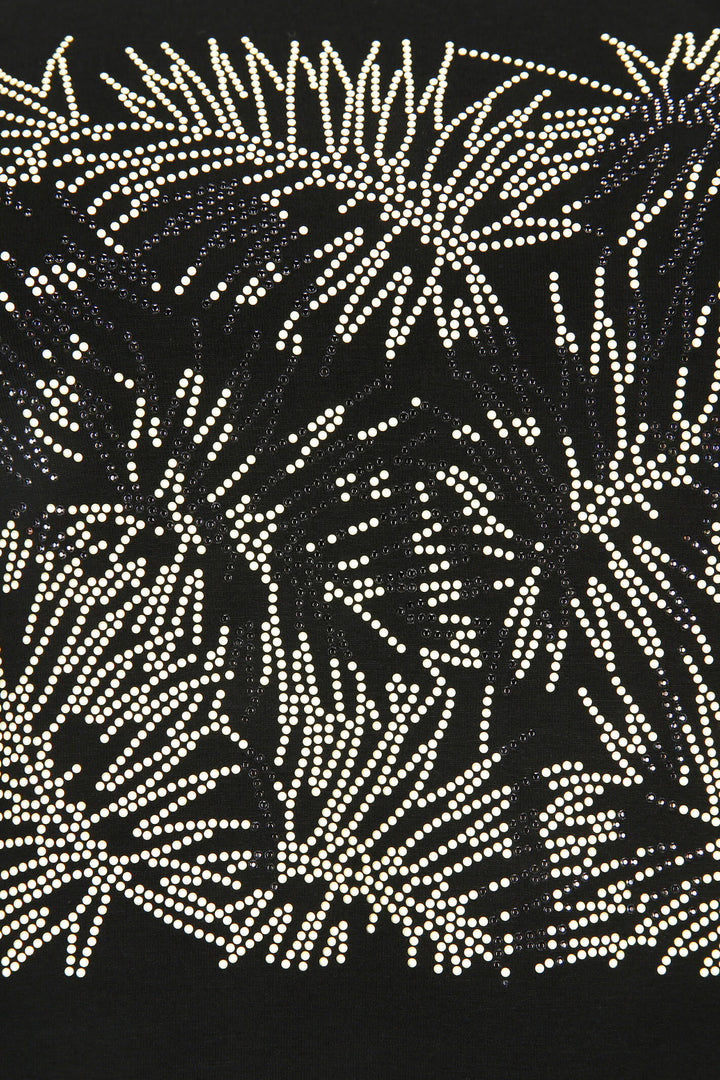 Doris Streich  537 270 Black Asymmetric Print Beaded T-Shirt - Shirley Allum Boutique