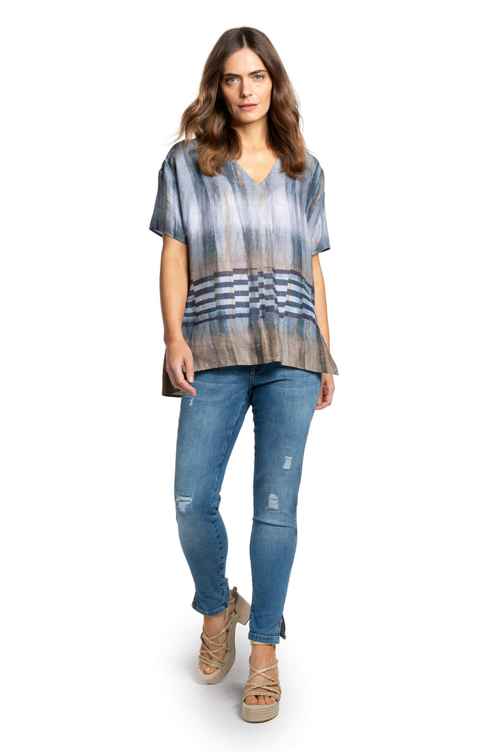 Doris Streich 208 639 59 Blue V-Neck Top - Shirley Allum