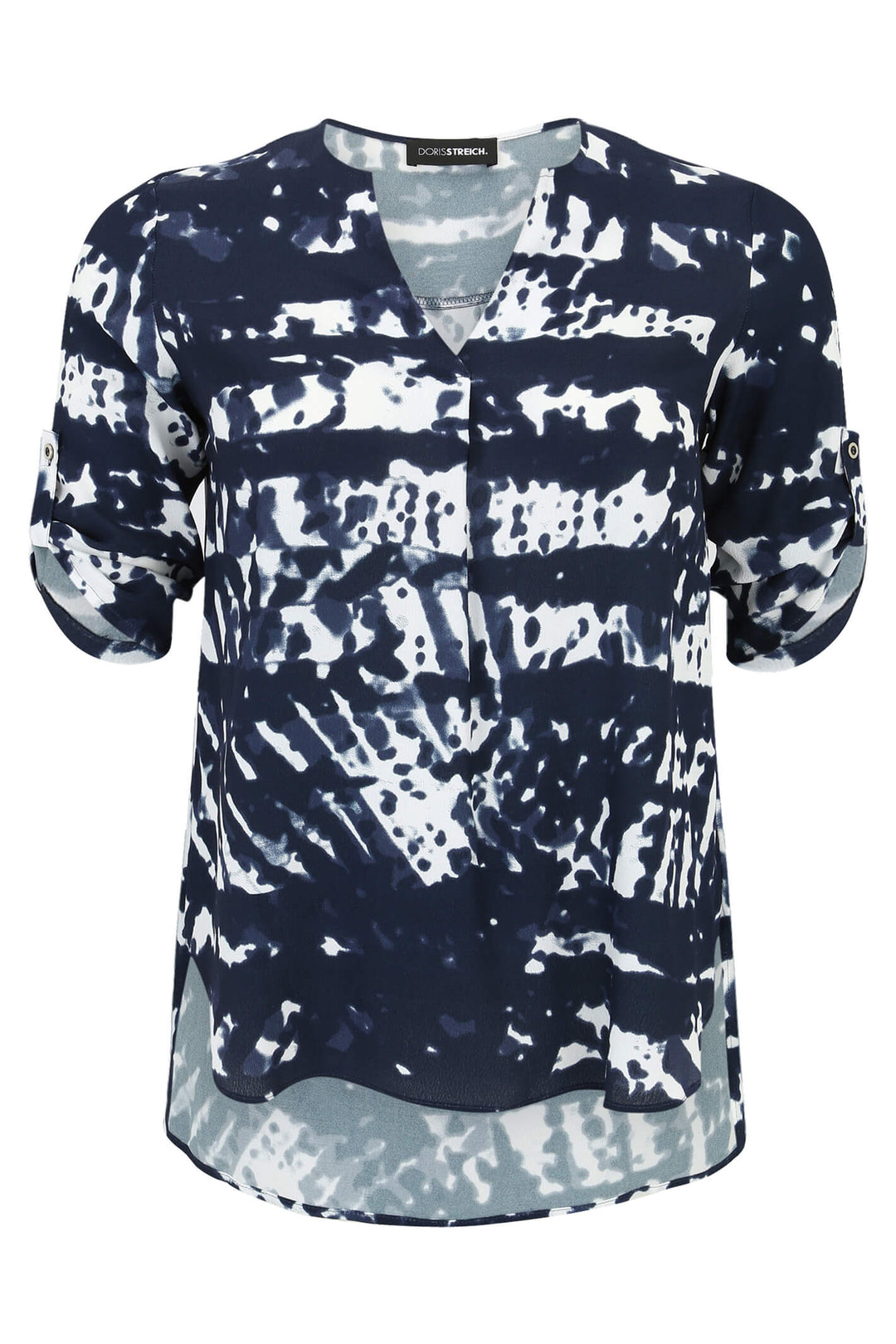 Doris Streich 220 508 Navy Print Shirt Style Blouse - Shirley Allum Boutique