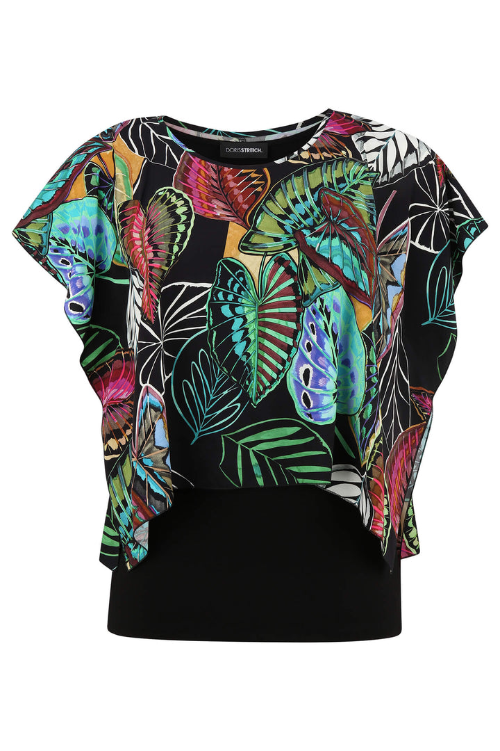 Doris Streich 475 289 98 Leaf Print Black Blouse - Shirley Allum Boutique