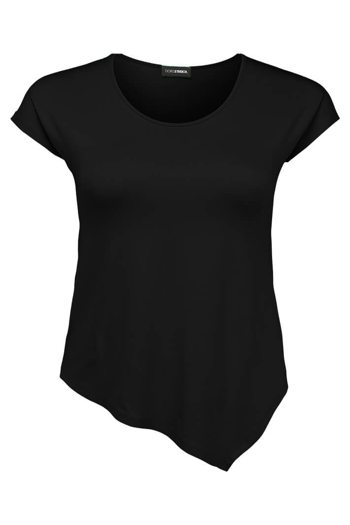 Doris Streich 501 270 99 Black Asymmetric Hem T-Shirt - Shirley Allum Boutique
