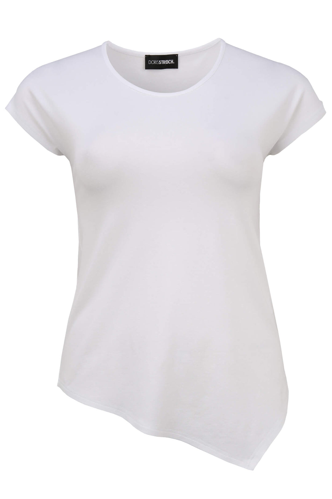 Doris Streich 501 270 White Asymmetric Hem T-Shirt - Shirley Allum Boutique