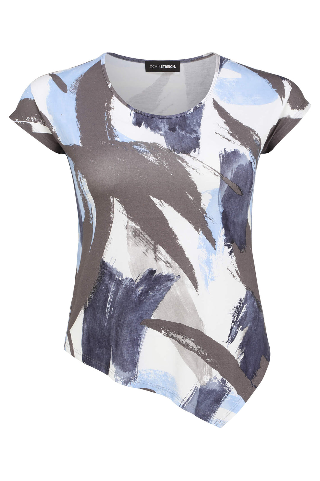 Doris Streich 501 474 56 Blue Patterned T-Shirt - Shirley Allum Boutique