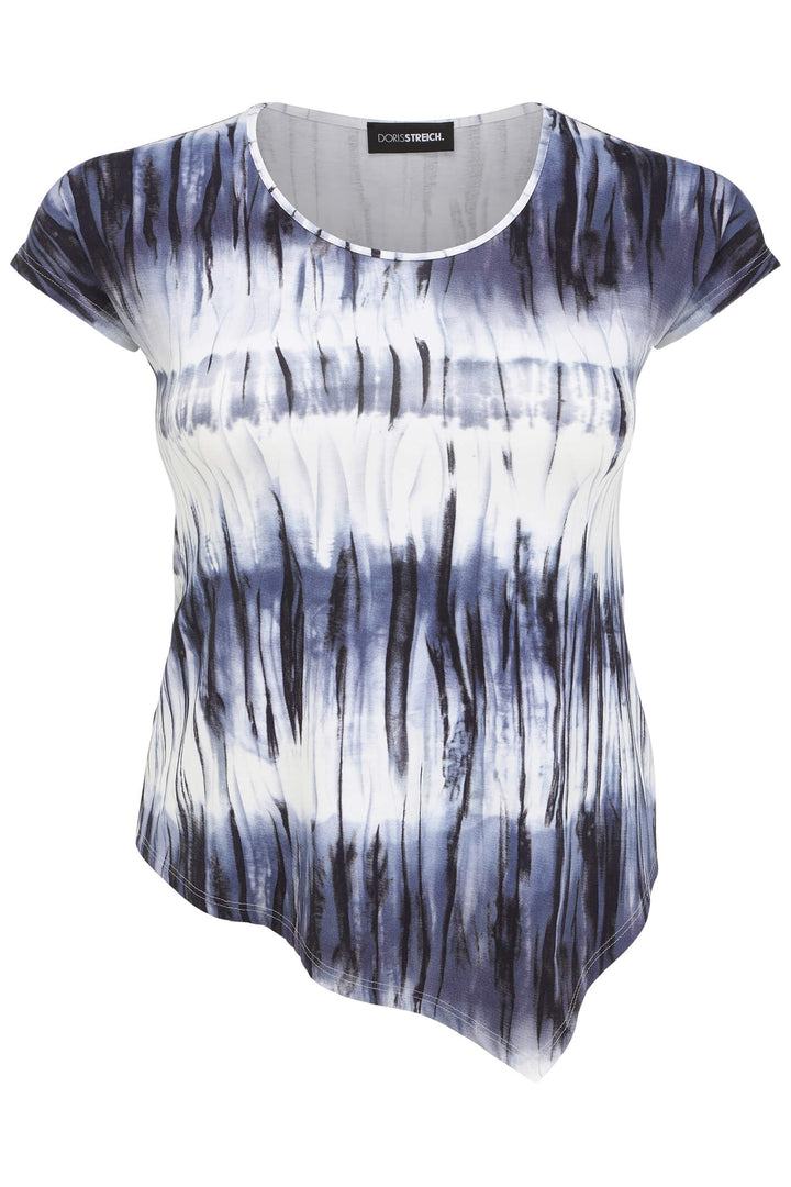 Doris Streich 501 477 50 Blue Print Asymmetric T-Shirt - Shirley Allum Boutique
