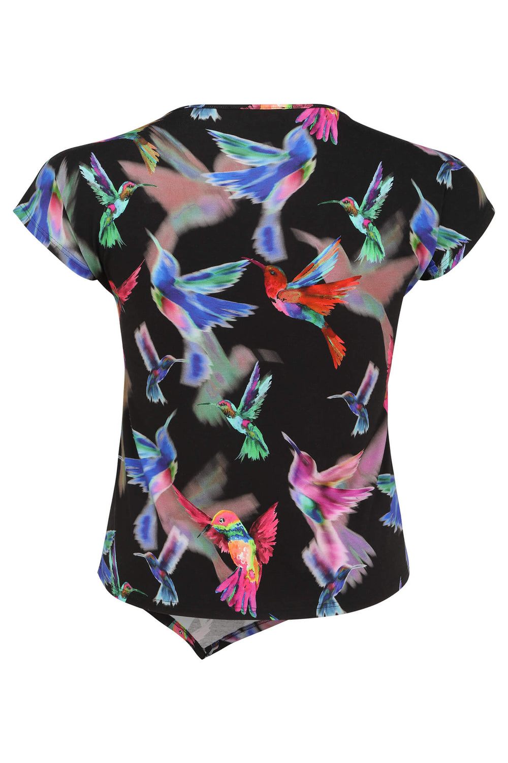 Doris Streich 501 556 98 Hummingbird Black Asymmetric T-Shirt - Shirley Allum Boutique