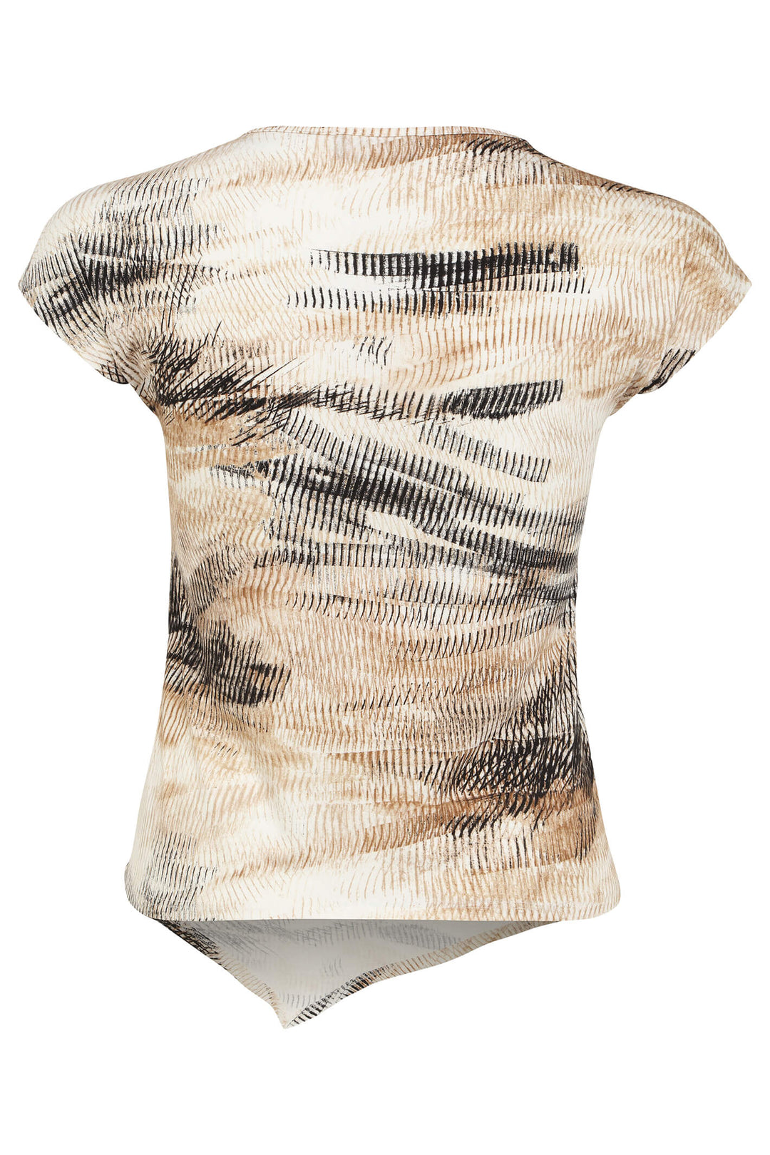 Doris Streich 501 766 88 Sand Print Asymmetric T-Shirt - Shirley Allum Boutique