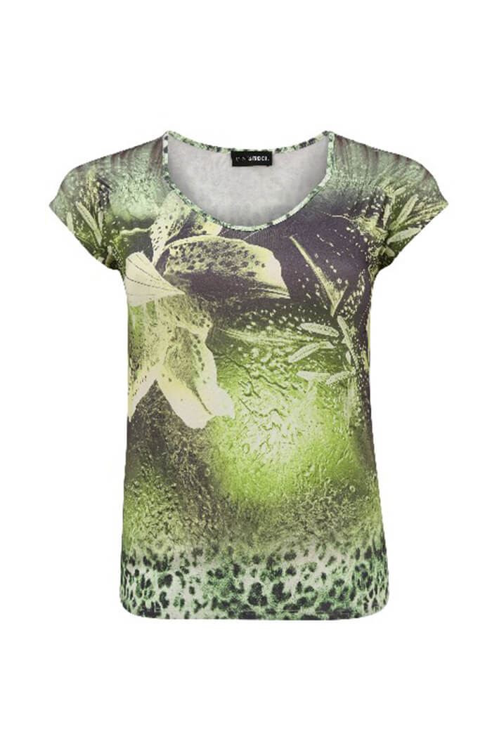 Doris Streich 520 465 73 Green Tropical Print T-Shirt - Shirley Allum