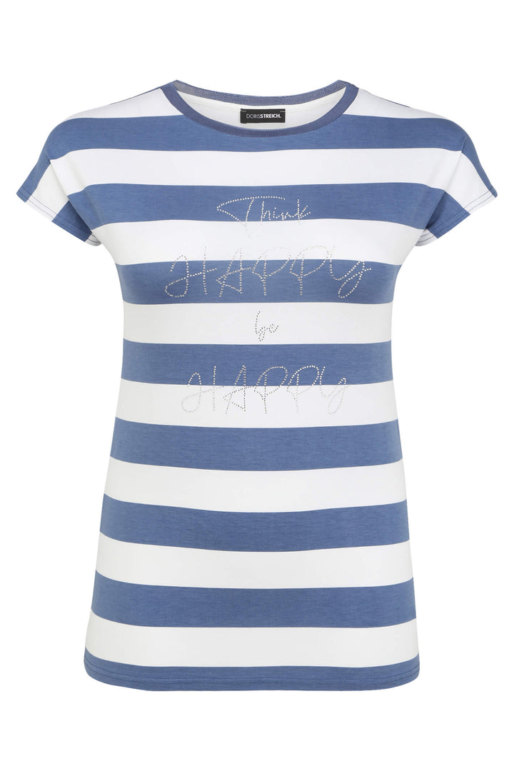 Doris Streich 522 159 56 Blue White Stripe Top - Shirley Allum Boutique