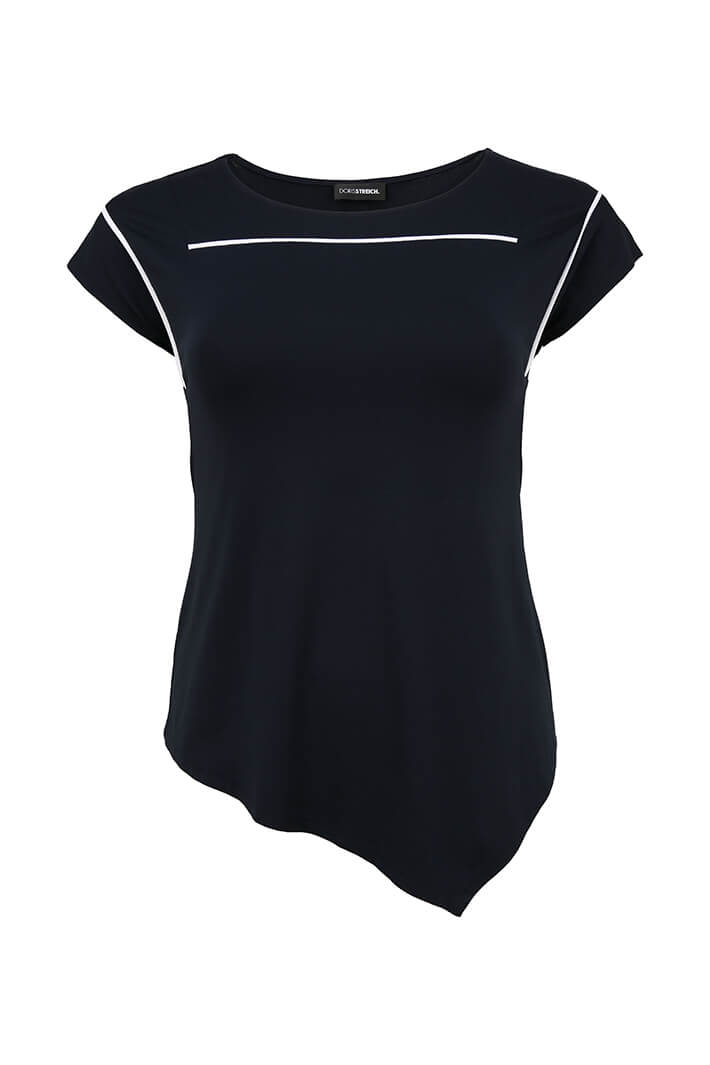 Doris Streich 527 270 50 Navy Asymmetric T-Shirt - Shirley Allum