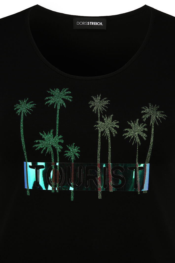 Doris Streich 550 270 99 Black Tropical Tourist T-Shirt - Shirley Allum