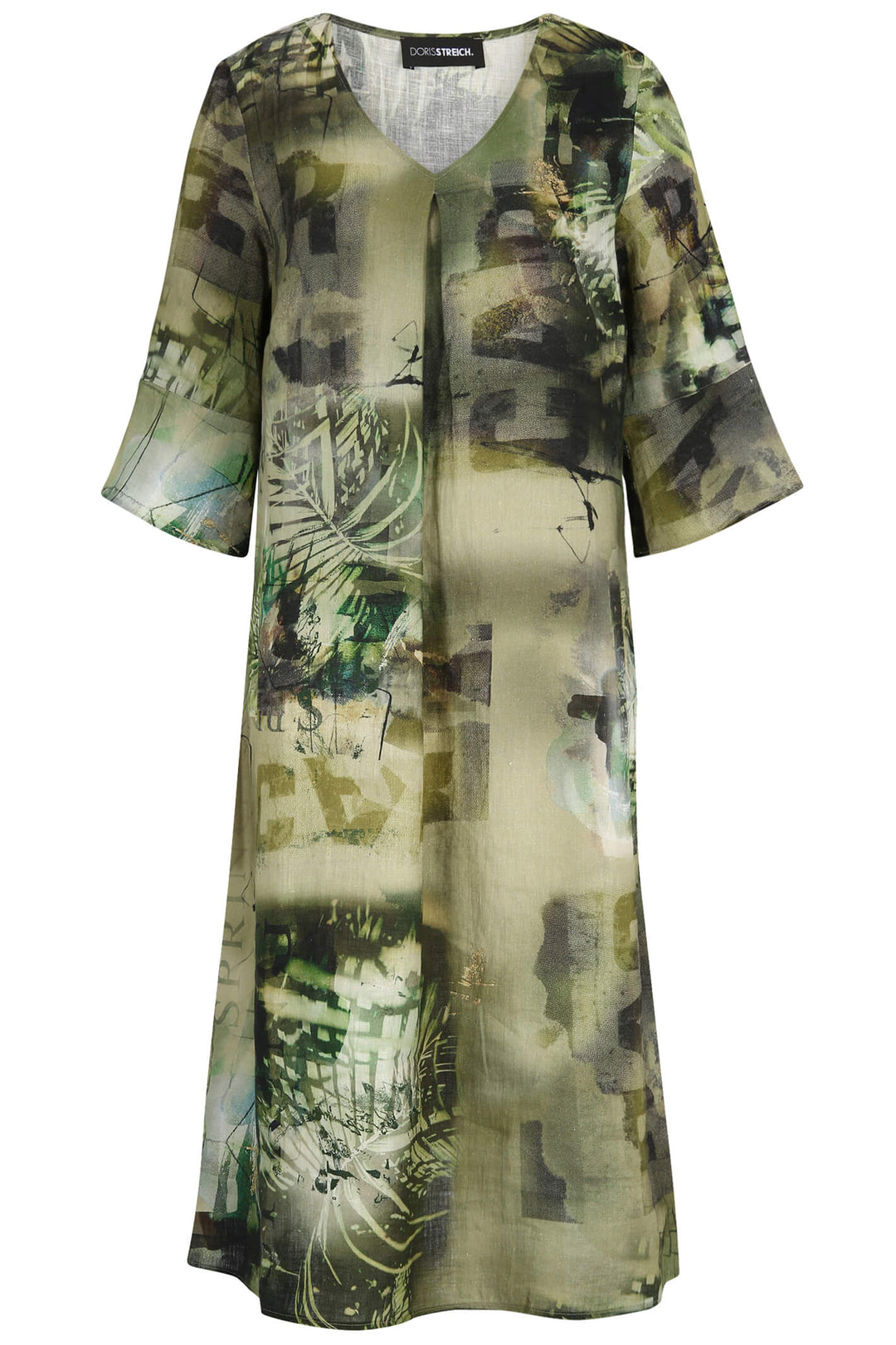 Doris Streich 637 668 Khaki Green Print Dress