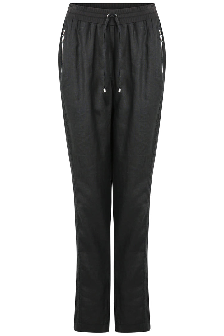 Doris Streich 854 135 Black Linen Full Length Trousers - Shirley Allum Boutique