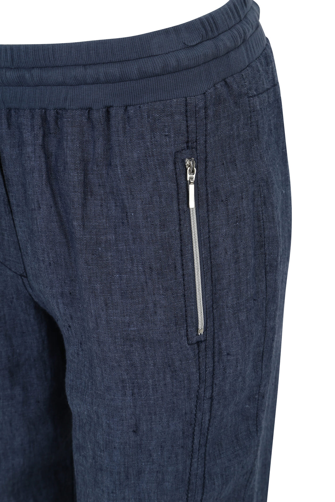 Doris Streich 854 135 Navy Blue Linen Full Length Pull-On Trousers - Shirley Allum Boutique