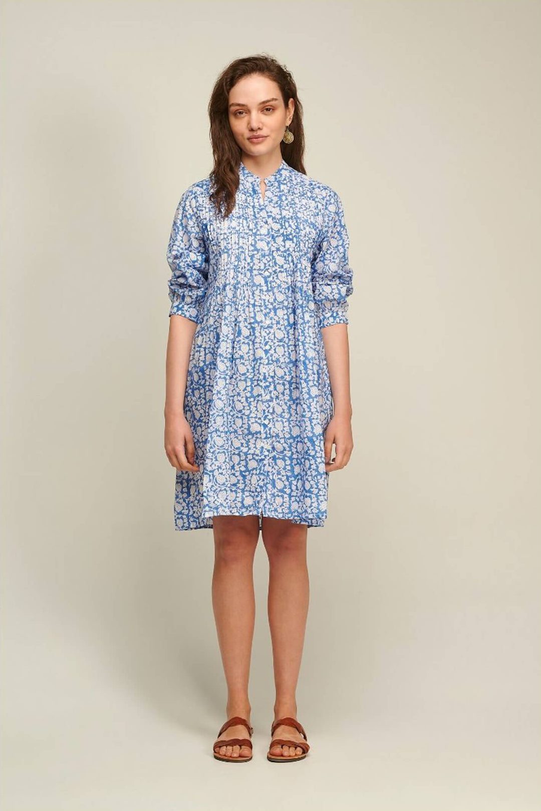 Dream GK186 Blue Miraki Block Print Shirt Dress - Shirley Allum Boutique